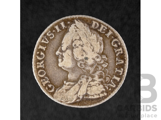 Great Britain 1758 KGII Silver Shilling .925