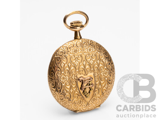 Antique H. A. Leuba 14ct Gold Full Hunter Pocket Watch, C.1900, 76.92g
