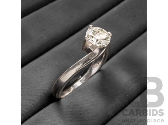 Handmade 950 Platinum & Diamond Solitaire Ring - Size O.5