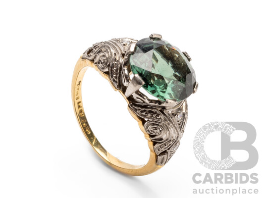 Vintage 18ct Yellow Gold/Platinum Spinel & Diamond Dress Ring - Size K