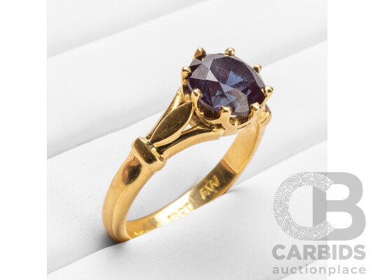 Handmade 18ct Yellow Gold & Sapphire Solitaire Ring - Size P.5