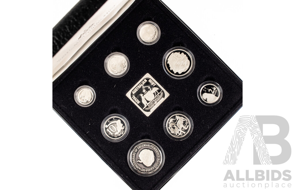 Australian 1991 Masterpieces in Silver Jubilee Proof Coin Set, 25th Anniversary of Decimal Currency .925