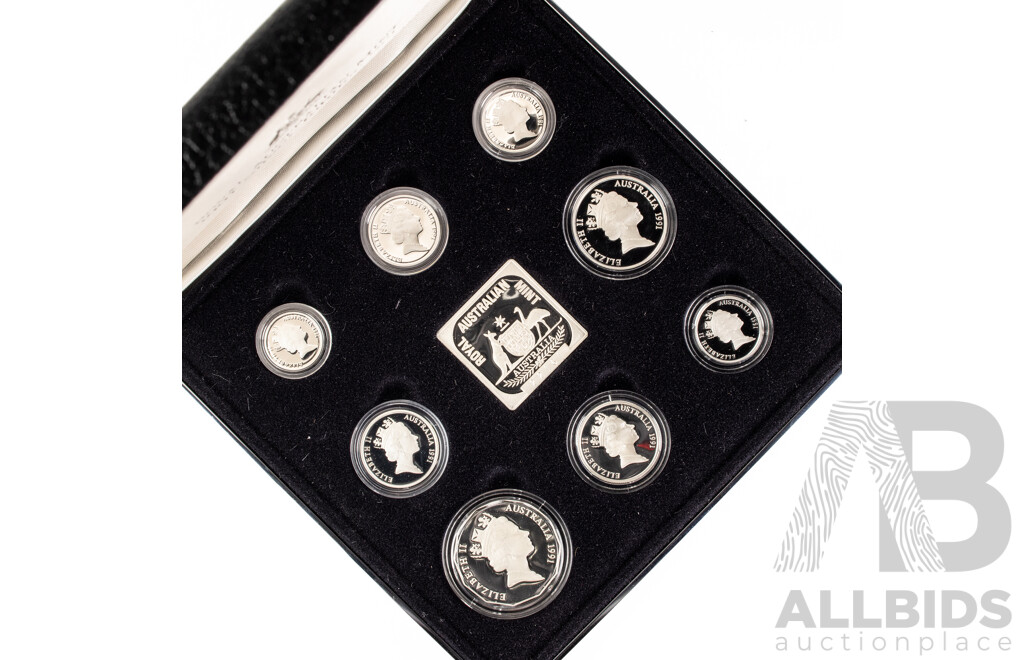 Australian 1991 Masterpieces in Silver Jubilee Proof Coin Set, 25th Anniversary of Decimal Currency .925