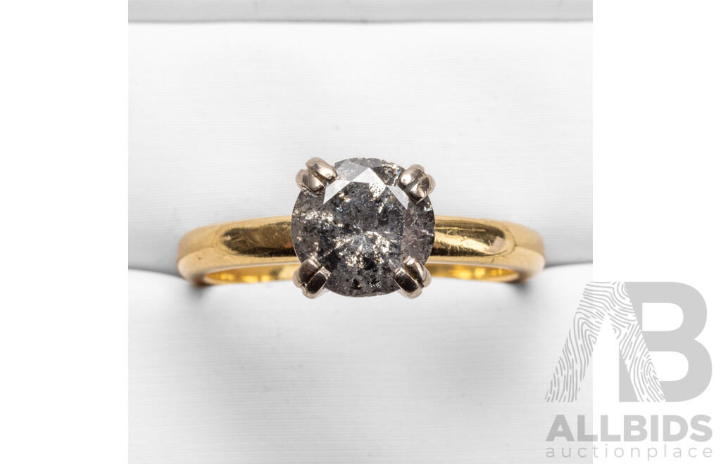 18ct Yellow Gold Solitaire Diamond Ring - Size M