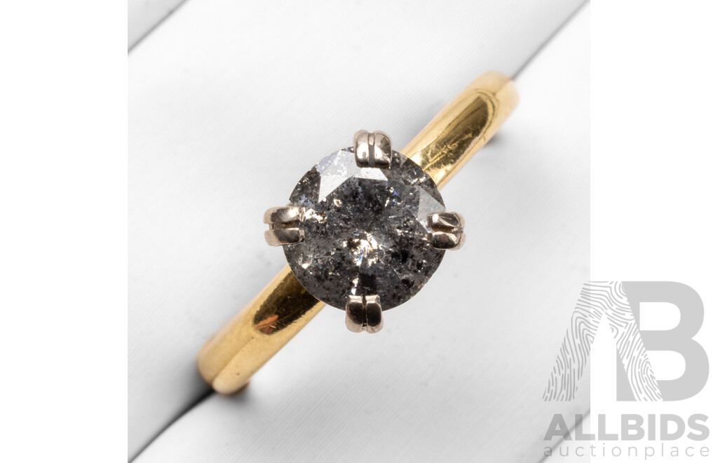 18ct Yellow Gold Solitaire Diamond Ring - Size M