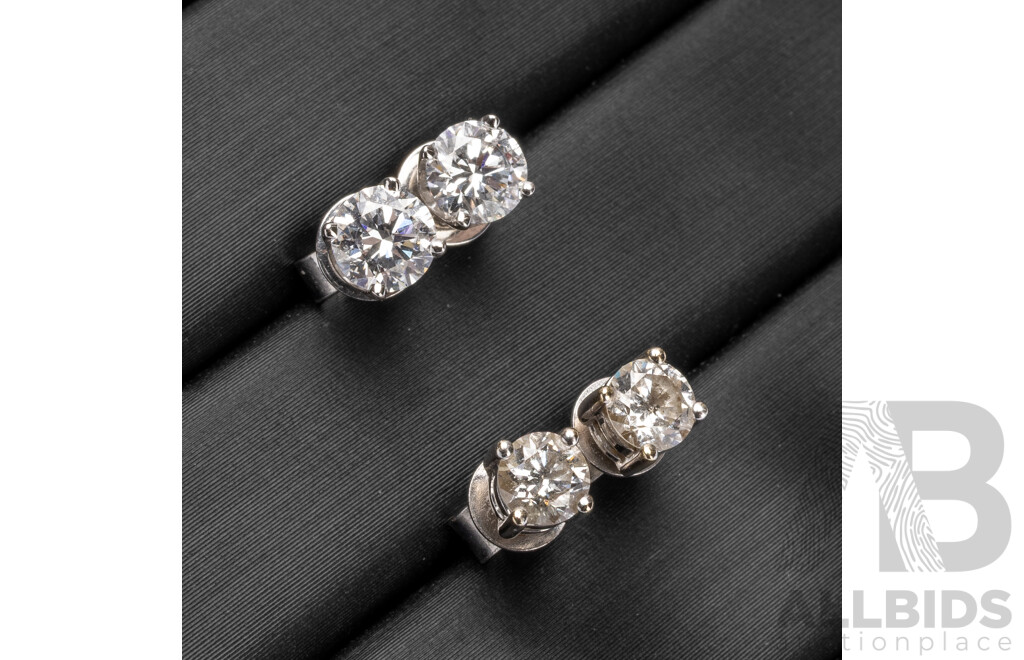 18ct White Gold & Diamond Studs - Lot of 2
