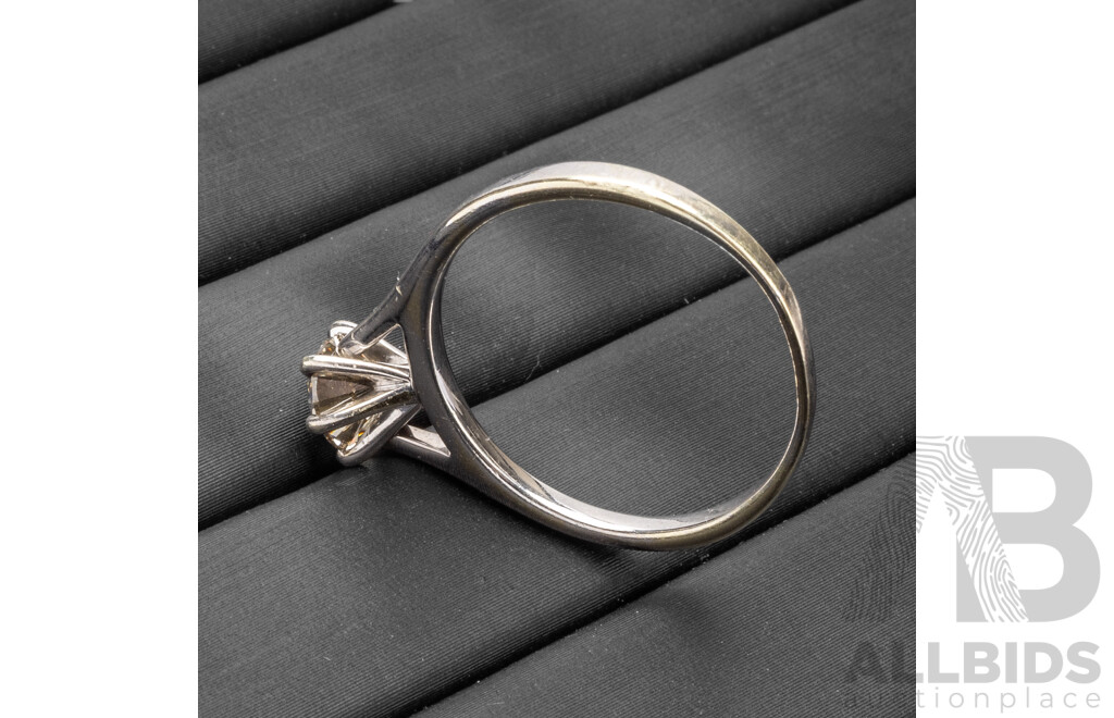 14ct White Gold & Diamond Solitaire Engagement RIng - Size R.5