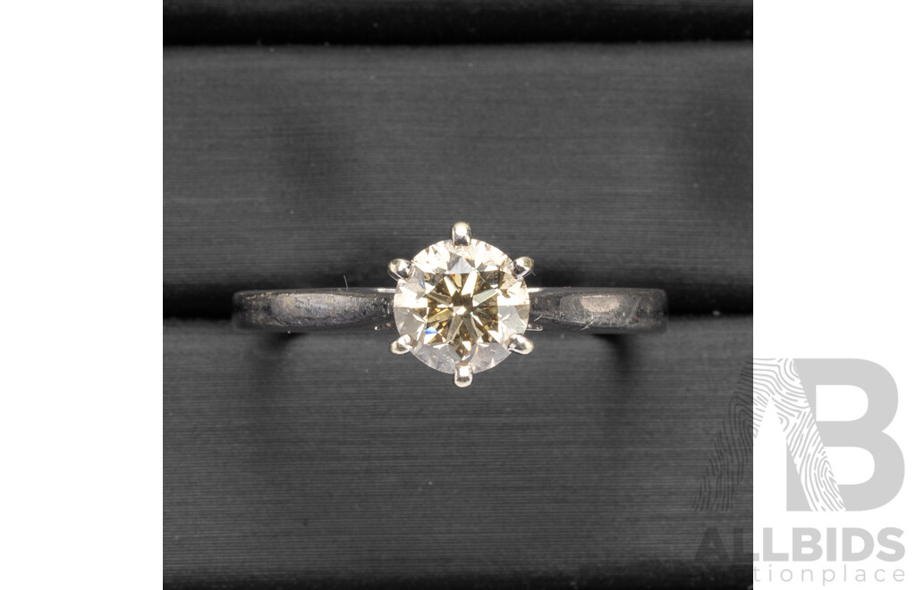 14ct White Gold & Diamond Solitaire Engagement RIng - Size R.5