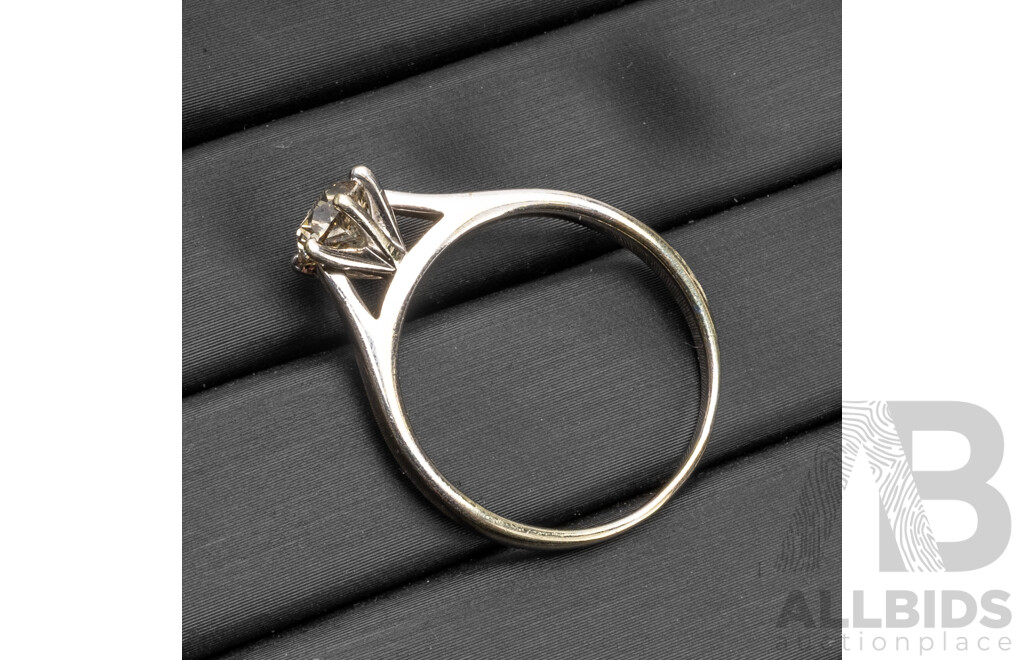 14ct White Gold & Diamond Solitaire Engagement RIng - Size R.5