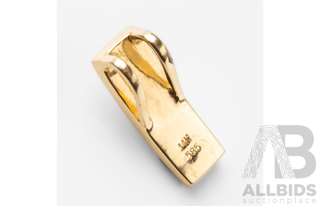 14ct Yellow Gold Bar Pendant with Opal Inlay - 1.42gms