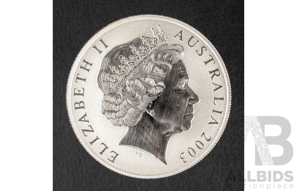 Australian RAM 2003 Silver Frosted One Dollar Coin, Silver Kangaroo .999