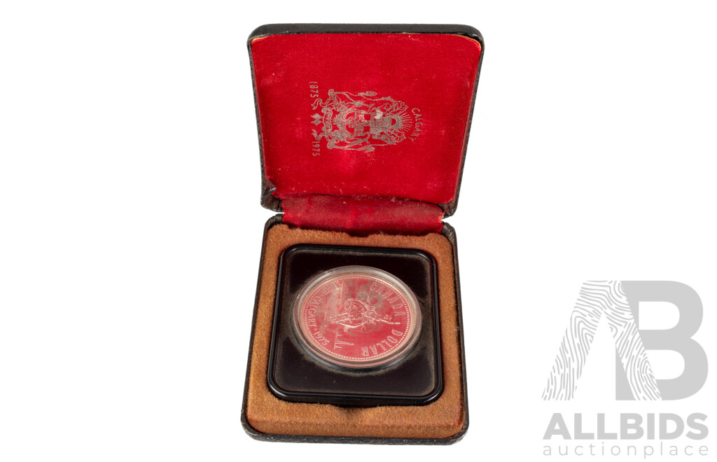 Canada 1975 Silver One Dollar Coin, 100th Anniversary of the City of Calgary .800