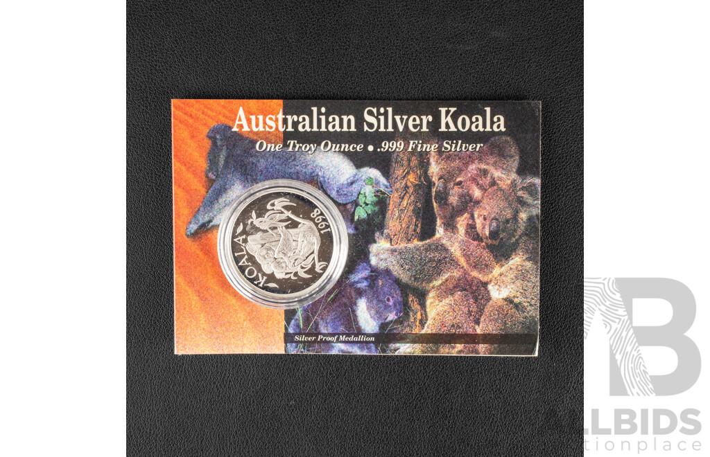 Australian Perth Mint 1998 Silver Medallion, Silver Koala .999