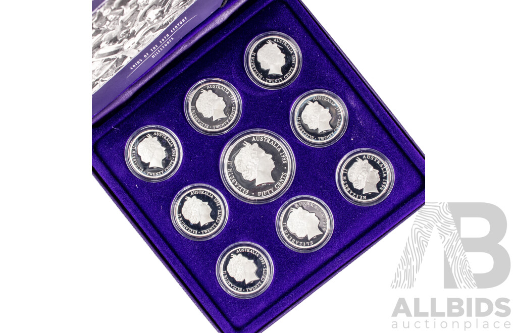 Australian RAM 1998 Nine Silver Coin Set, Coins of the 20th Century - Master Pieces in Silver .999