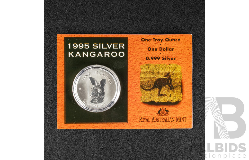Australian RAM 1995 Silver One Dollar Coin ‘C’ Mint Mark, Silver Kangaroo .999