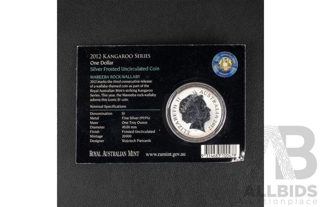 Australian RAM 2012 Silver One Dollar Coin, Silver Kangaroo .999