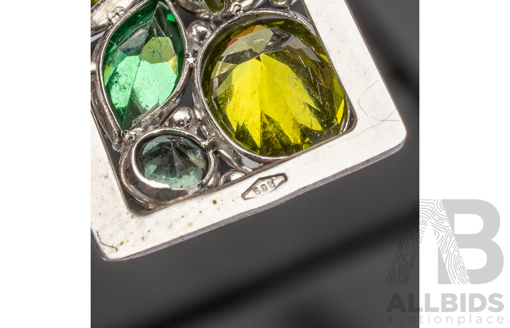 14ct White Gold & Multi Coloured Tourmaline Cross Pendant - 6.47gms