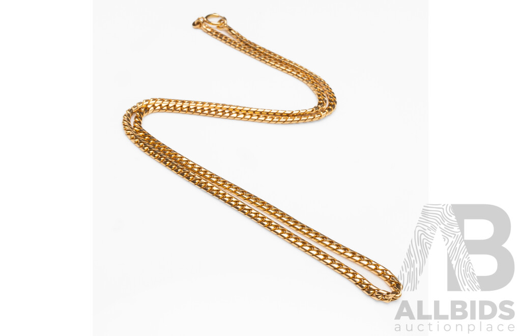 18ct Yellow Gold Beveled Curb Chain - 47.42gms