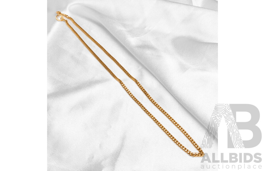 18ct Yellow Gold Beveled Curb Chain - 47.42gms