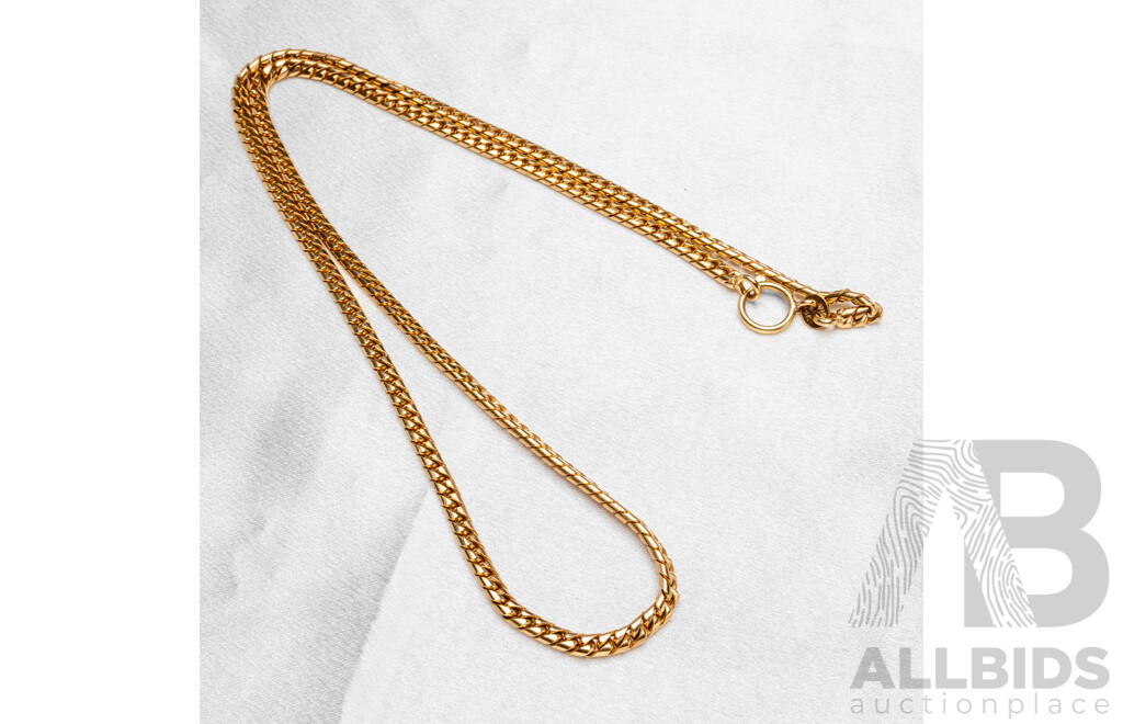 18ct Yellow Gold Beveled Curb Chain - 47.42gms