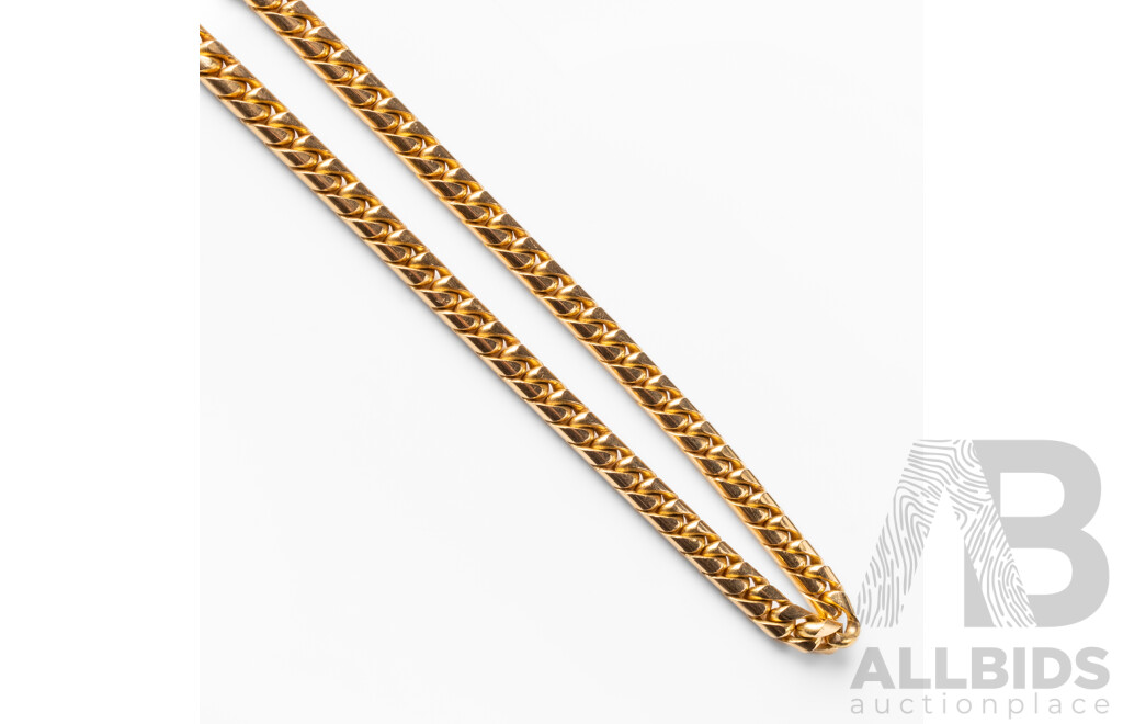 18ct Yellow Gold Beveled Curb Chain - 47.42gms