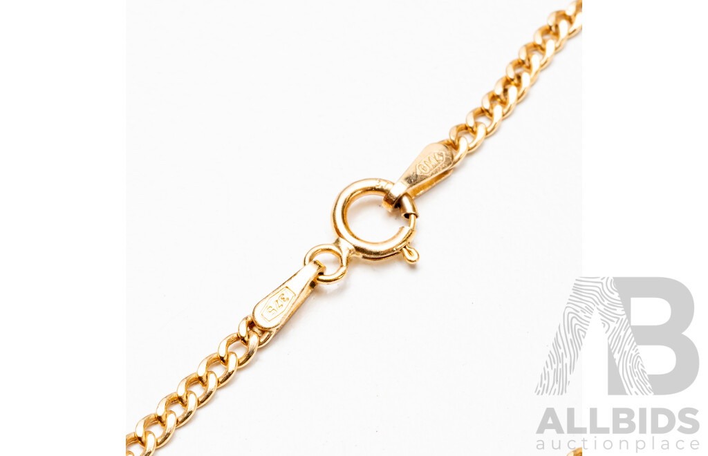 9ct Yellow Gold Fine Curb Necklace - 1.15gms
