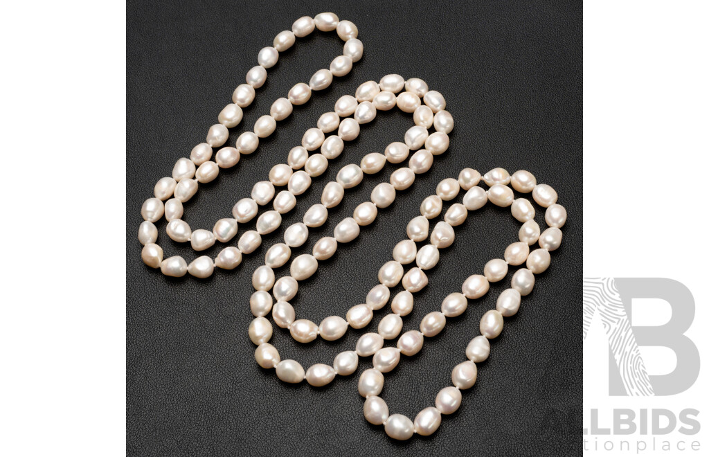 Long Strand of Cultured Freshwater Baroque Pearls. Length - 166cms
