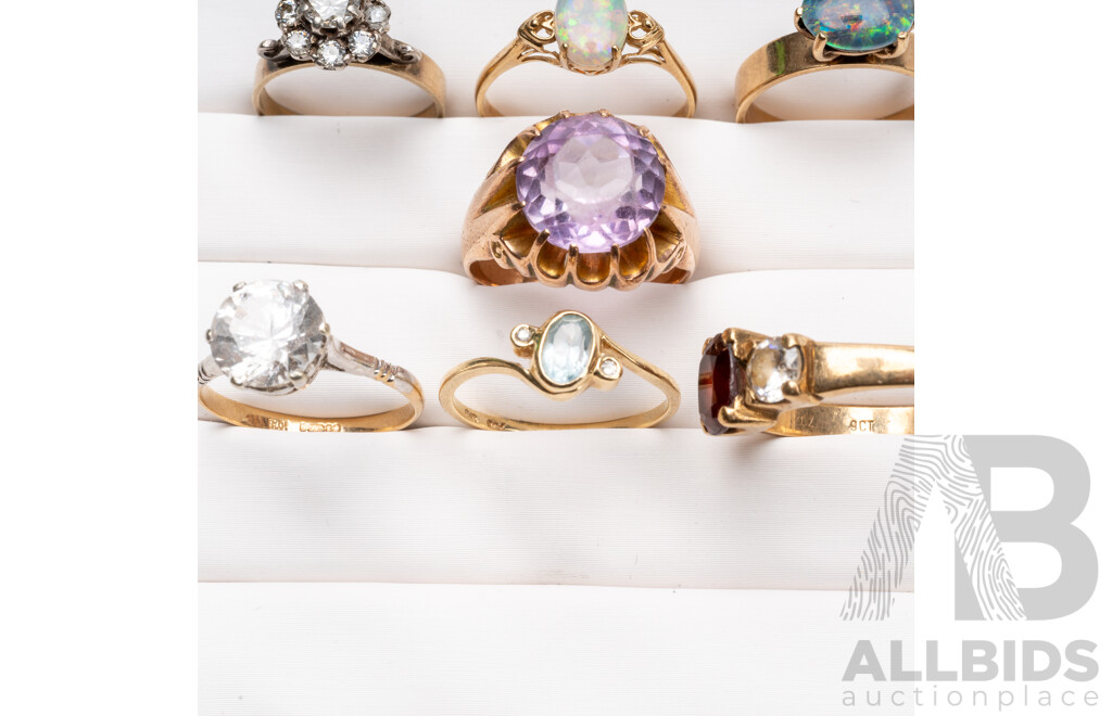 Collection of 9ct Yellow Gold Rings - Lot of 7