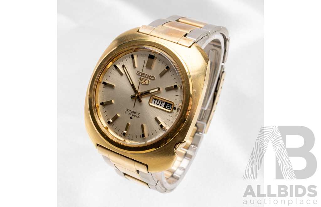 Vintage Gold Filled Seiko 5 Automatic Watch, Circa 1970's