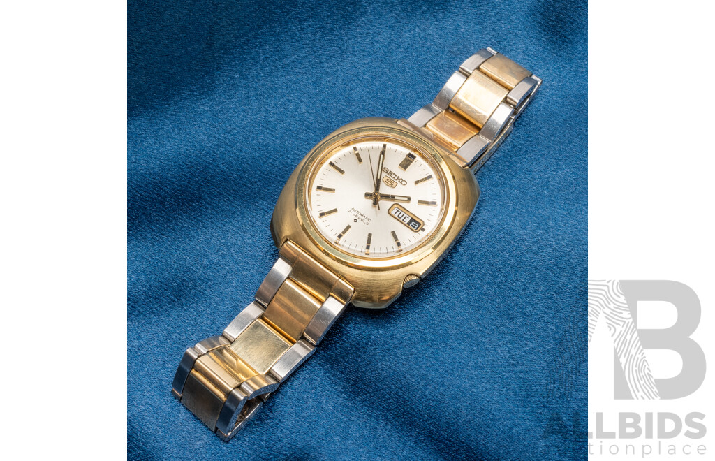 Vintage Gold Filled Seiko 5 Automatic Watch, Circa 1970's