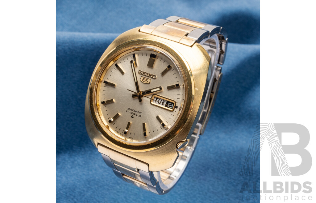 Vintage Gold Filled Seiko 5 Automatic Watch, Circa 1970's