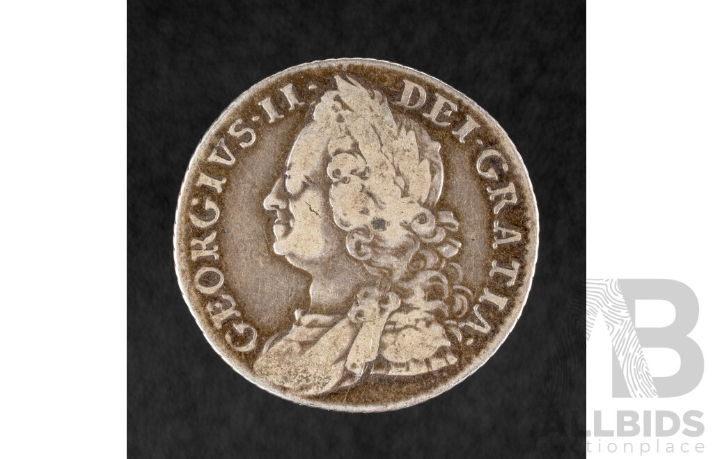 Great Britain 1758 KGII Silver Shilling .925