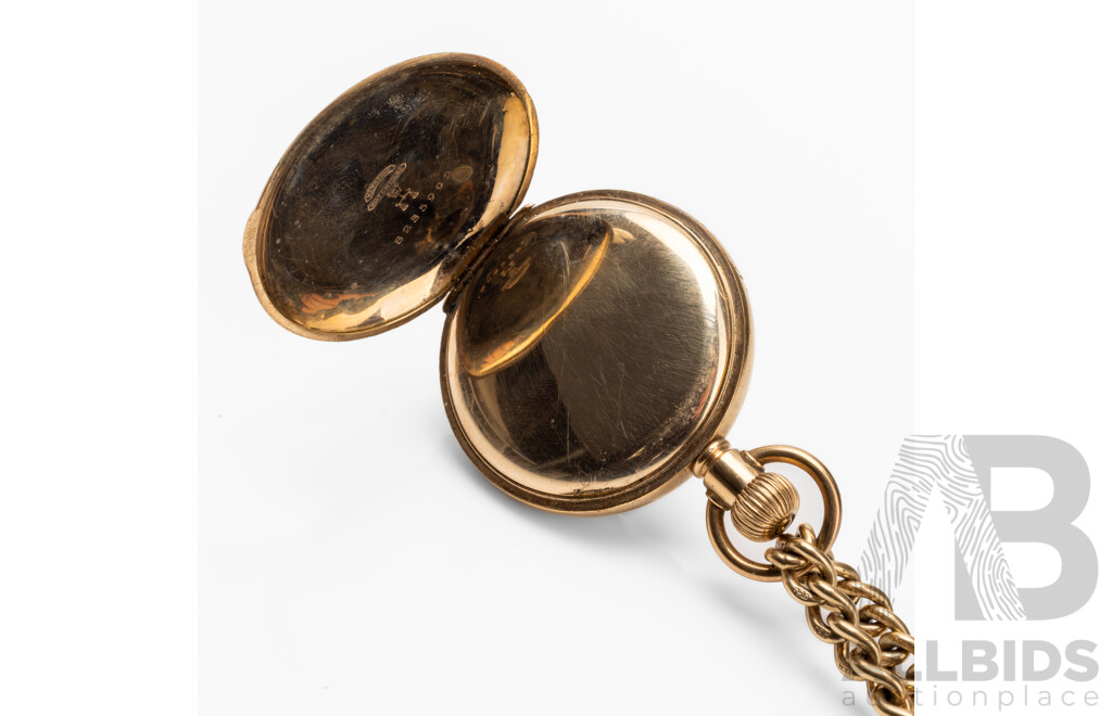 Vintage 9ct Pocket Watch & Heavy Chain by Keystone & Elgin - 8235992 - 73.06g