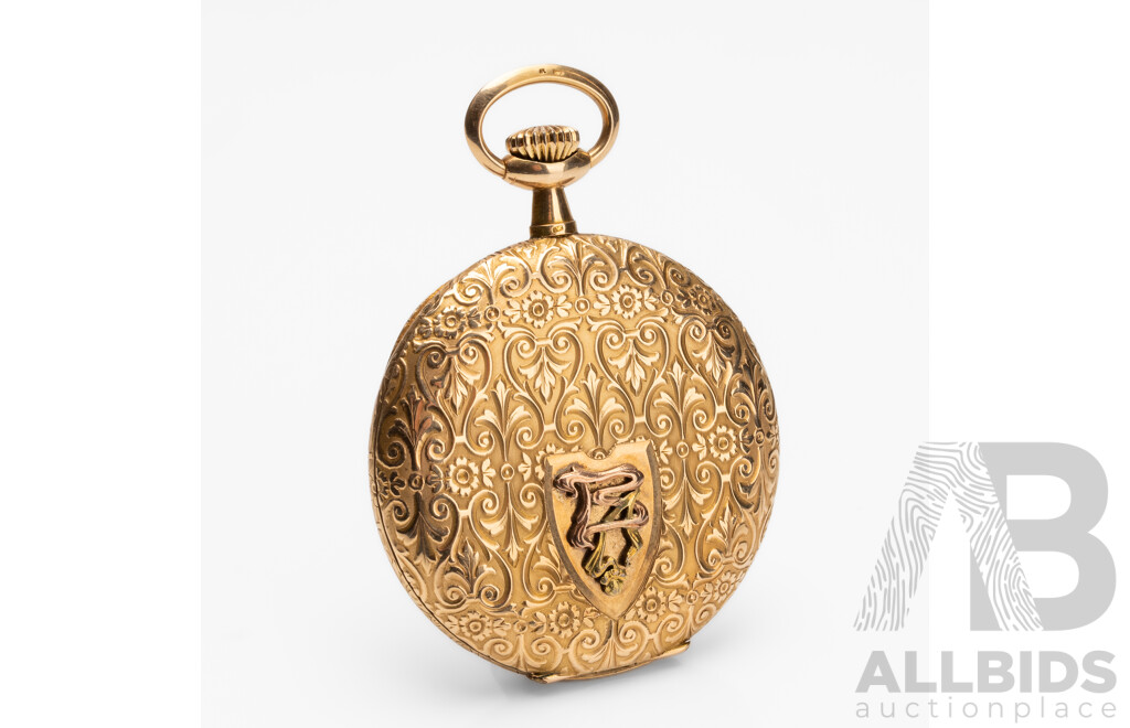 Antique H. A. Leuba 14ct Gold Full Hunter Pocket Watch, C.1900, 76.92g