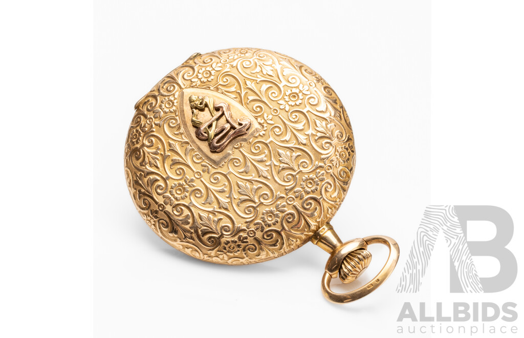 Antique H. A. Leuba 14ct Gold Full Hunter Pocket Watch, C.1900, 76.92g