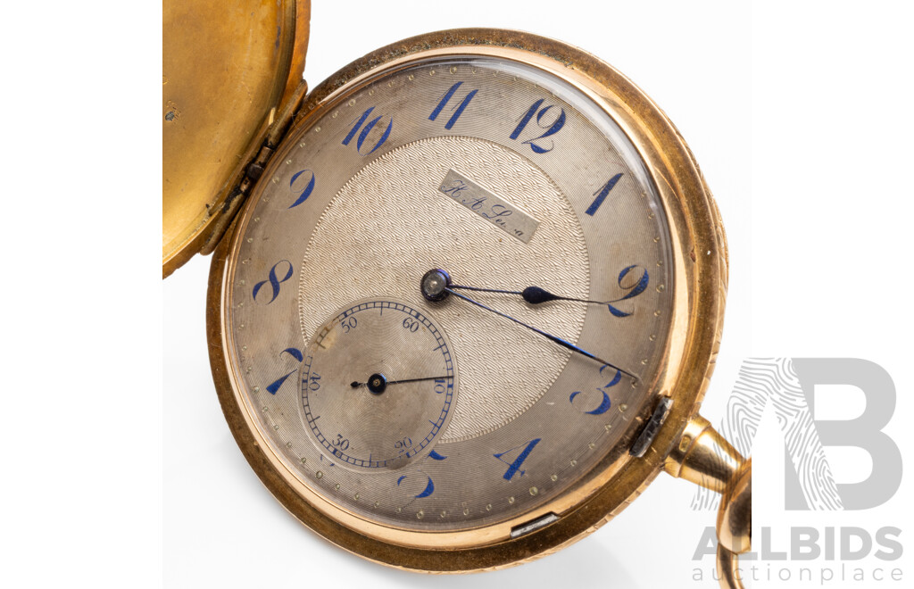 Antique H. A. Leuba 14ct Gold Full Hunter Pocket Watch, C.1900, 76.92g