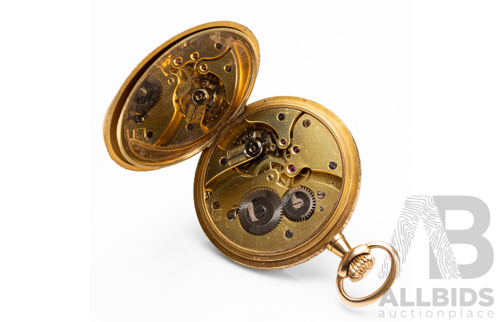 Antique H. A. Leuba 14ct Gold Full Hunter Pocket Watch, C.1900, 76.92g