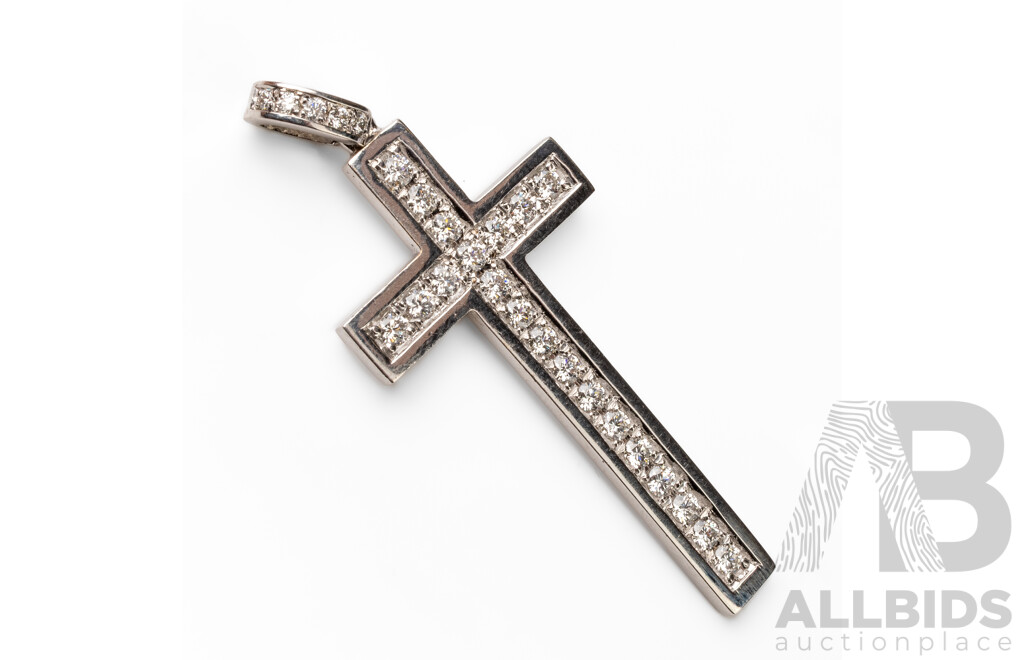 18ct White Gold & Diamond Cross - 11.86g