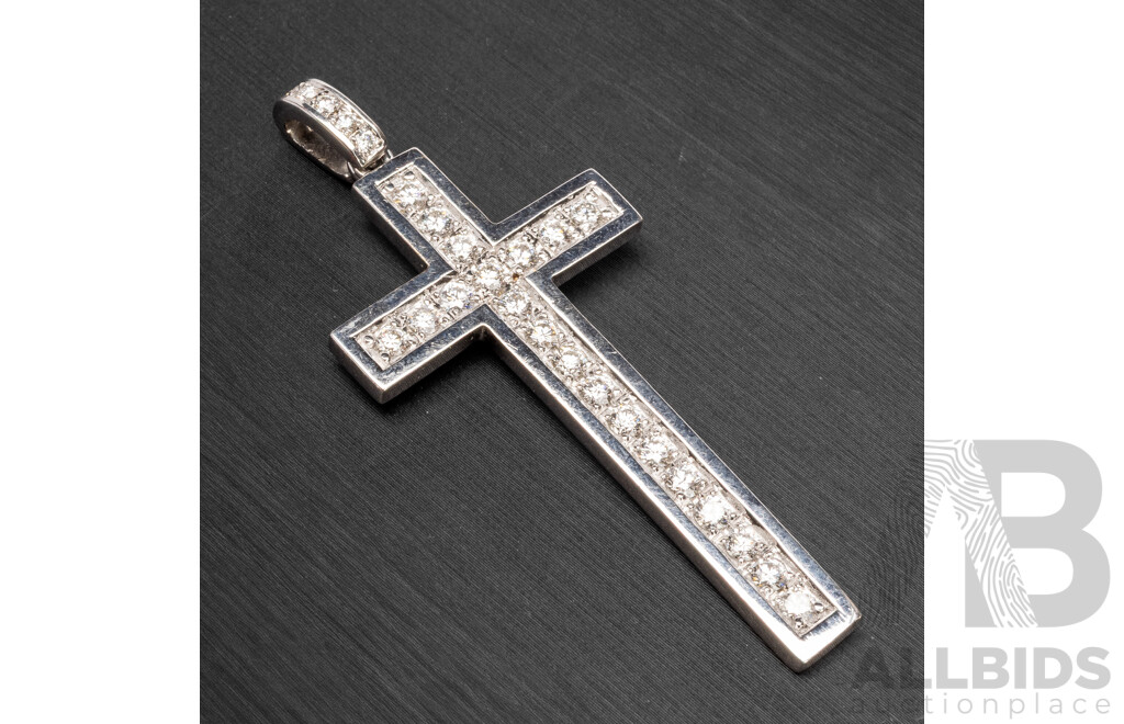 18ct White Gold & Diamond Cross - 11.86g