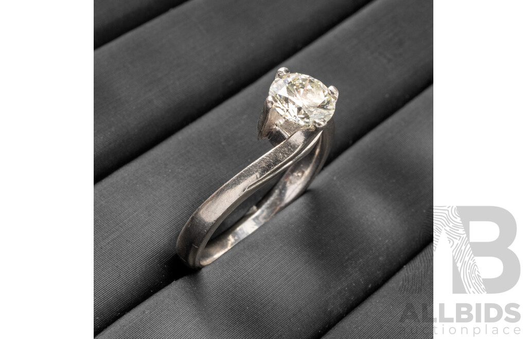 Handmade 950 Platinum & Diamond Solitaire Ring - Size O.5