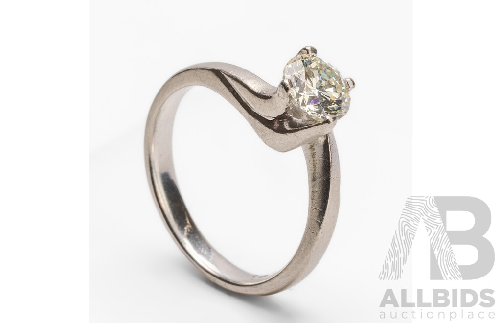 Handmade 950 Platinum & Diamond Solitaire Ring - Size O.5