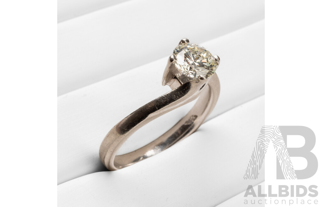 Handmade 950 Platinum & Diamond Solitaire Ring - Size O.5