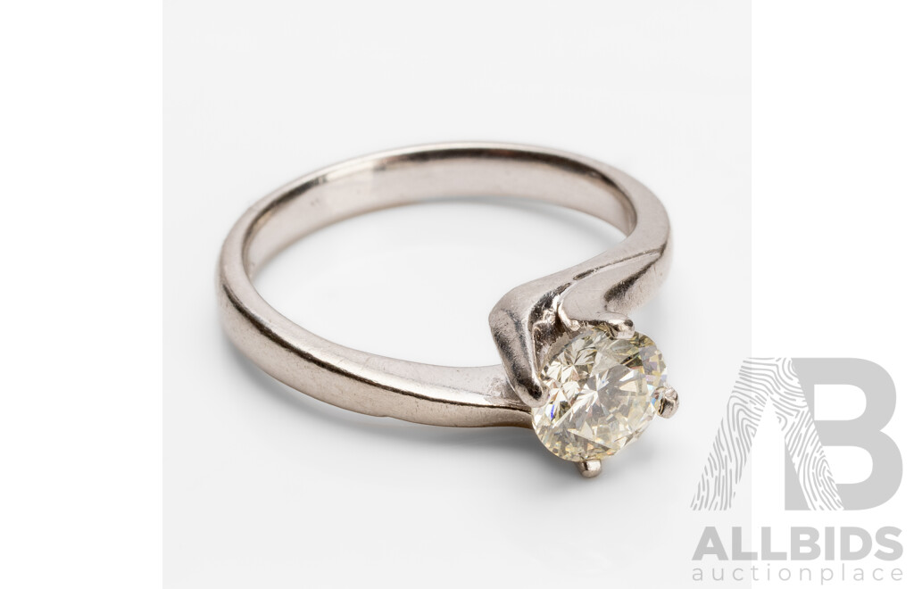Handmade 950 Platinum & Diamond Solitaire Ring - Size O.5