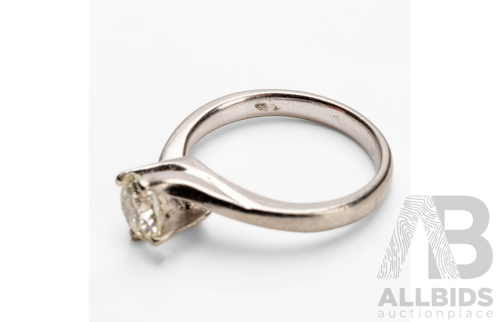 Handmade 950 Platinum & Diamond Solitaire Ring - Size O.5
