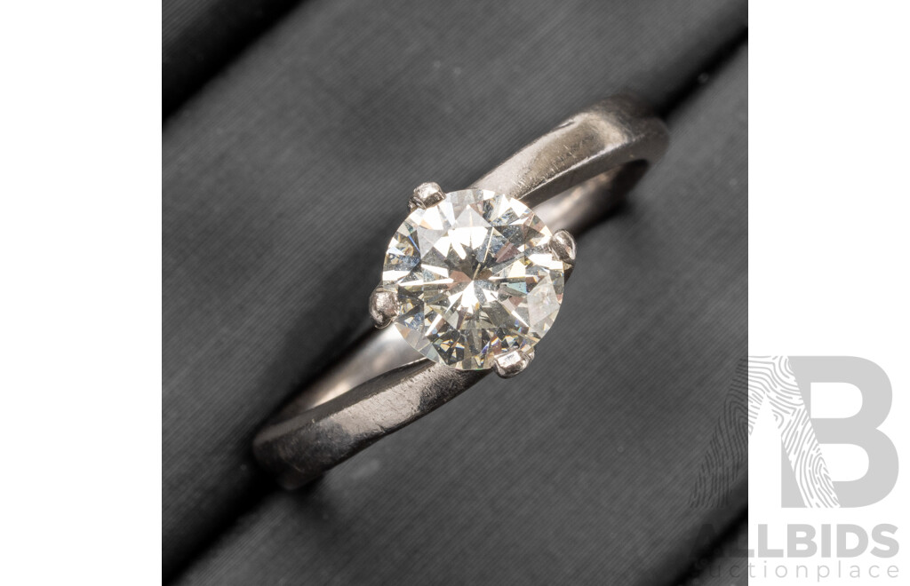 Handmade 950 Platinum & Diamond Solitaire Ring - Size O.5