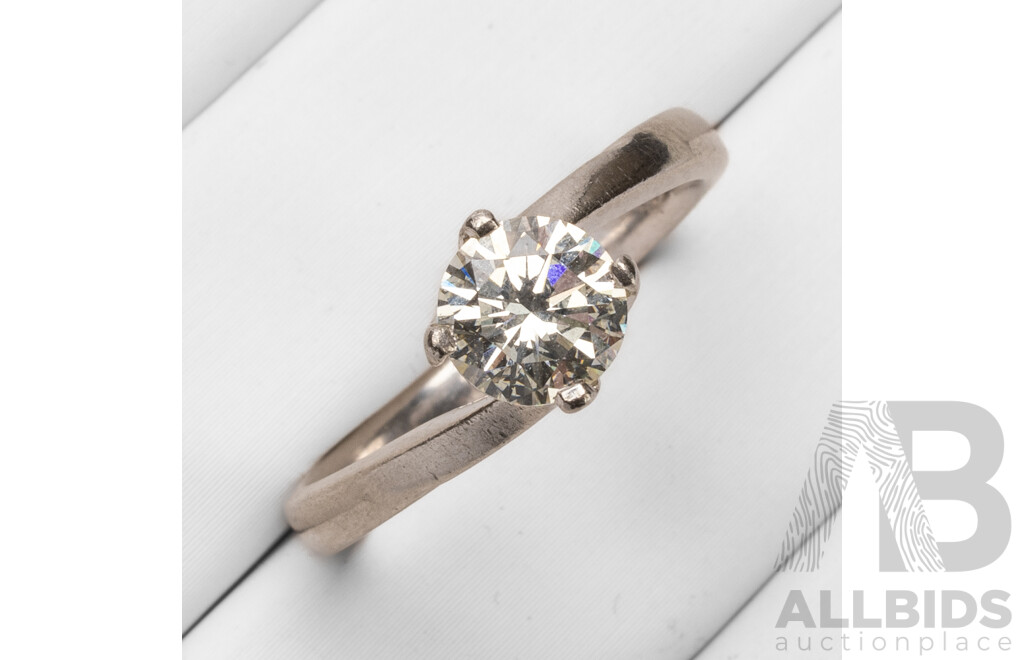 Handmade 950 Platinum & Diamond Solitaire Ring - Size O.5