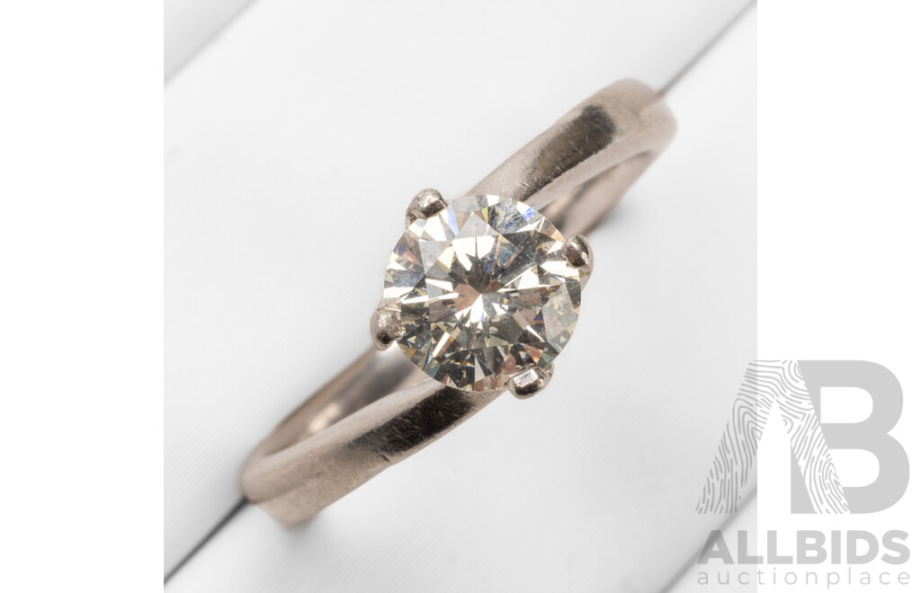 Handmade 950 Platinum & Diamond Solitaire Ring - Size O.5