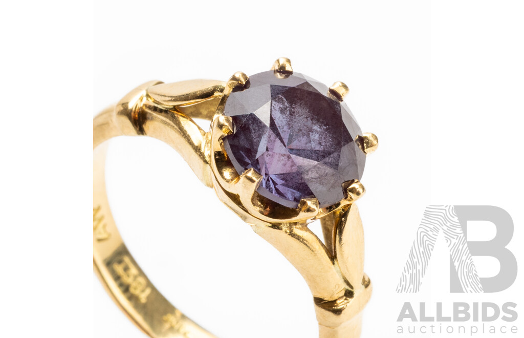 Handmade 18ct Yellow Gold & Sapphire Solitaire Ring - Size P.5