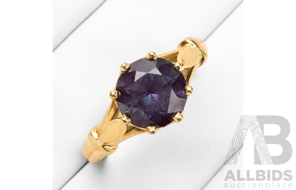 Handmade 18ct Yellow Gold & Sapphire Solitaire Ring - Size P.5