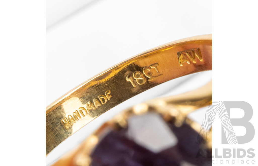 Handmade 18ct Yellow Gold & Sapphire Solitaire Ring - Size P.5